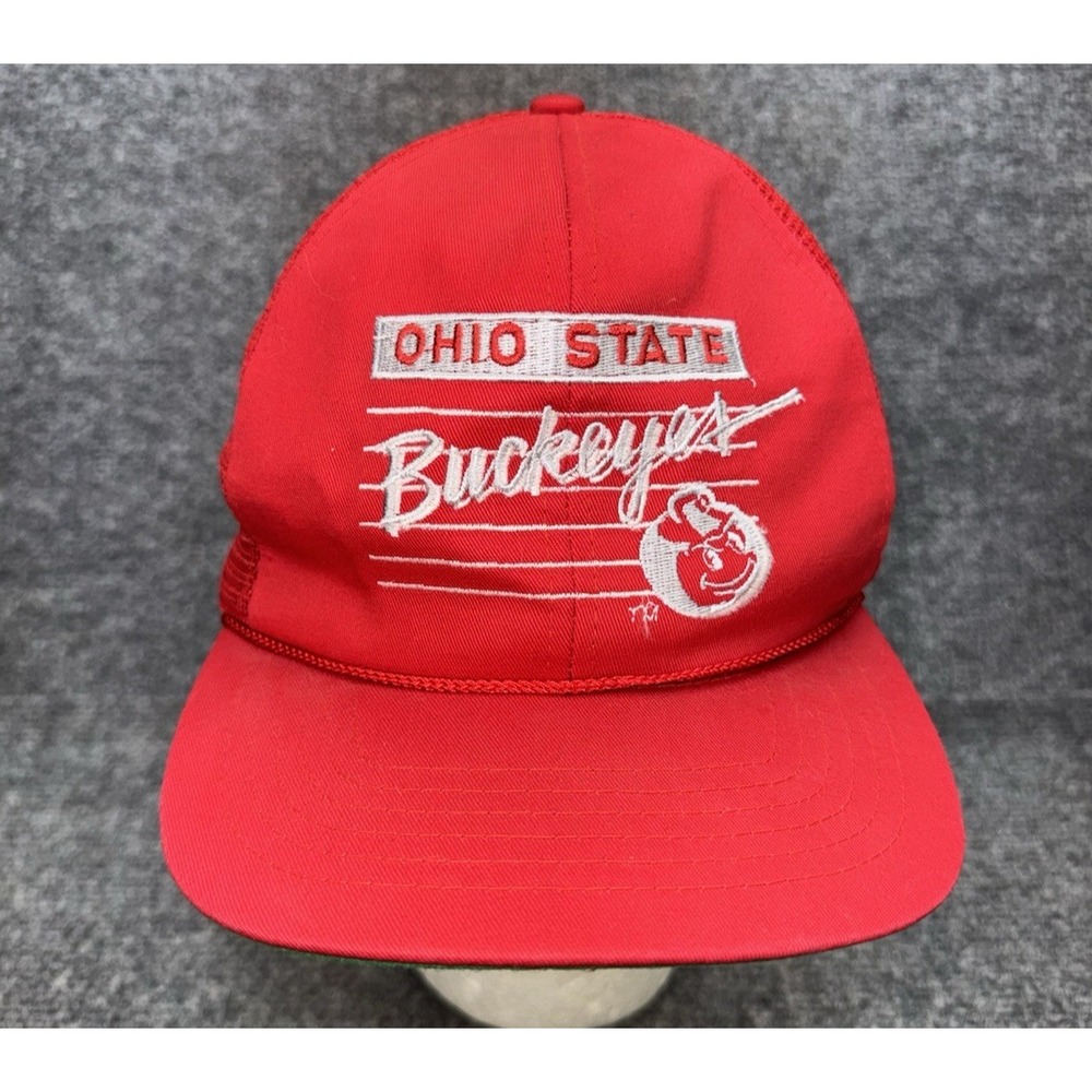 Vintage Ohio State Buckeyes Trucker Hat Snapback Red Front Row NCAA